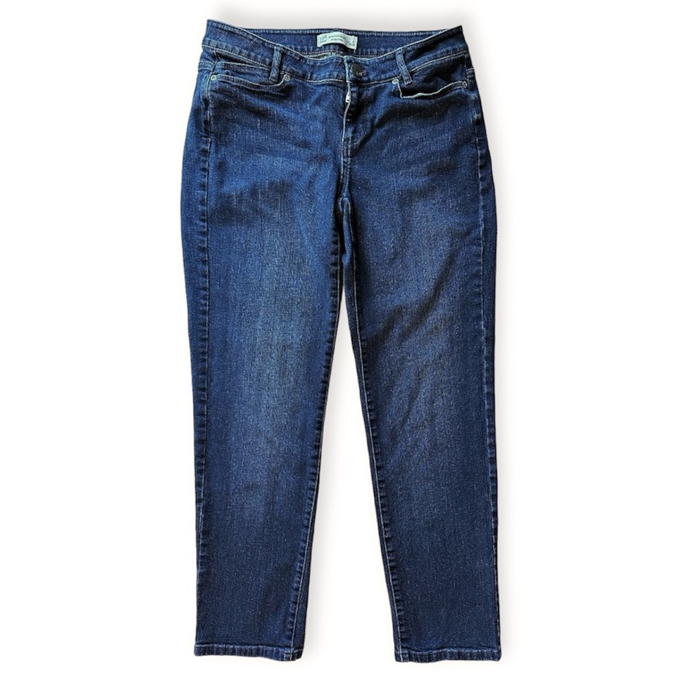 J Jill Slim Boyfriend Stragith Leg Stretchy Denim Dark Blue Jeans Women 4 Petite